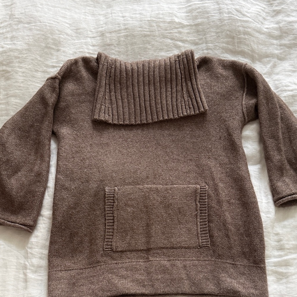 Cozy Brown Knit Sweater with Pocket